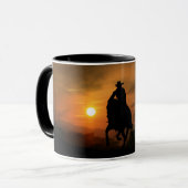 Cowboy Riding Horse op Sunset Mok (Voorkant links)