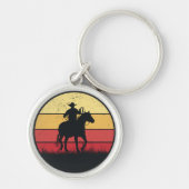 Cowboy Riding Horse  Sunset Texas Boy Gift Sleutelhanger (Voorkant)