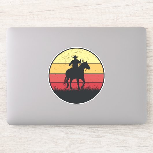 Cowboy Riding Horse Sunset Texas Boy Gift Sticker (Computer)