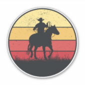 Cowboy Riding Horse Sunset Texas Boy Gift Sticker (Voorkant)