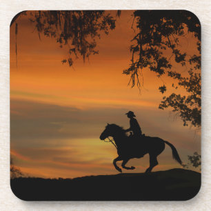 Cowboy Riding in de Sunset onderzetters