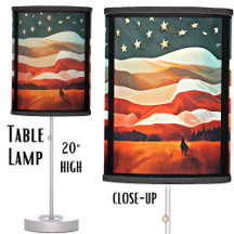 Cowboy Riding naar Flag Sunset