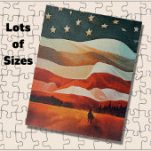 Cowboy Riding naar Flag Sunset Legpuzzel