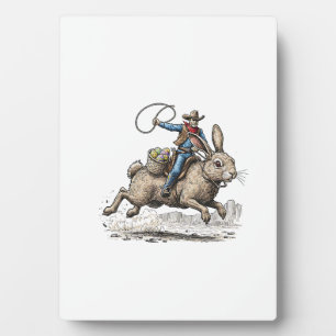 Cowboy Riding Paashaas Western Howdy Paas Fu Fotoplaat