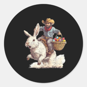 Cowboy Riding Paashaas Western Howdy Paashaas Fu Ronde Sticker