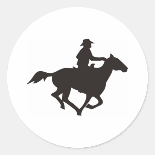 Cowboy Riding Ronde Sticker (Voorkant)