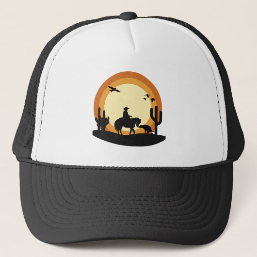 Cowboy rijden in de woestijn trucker pet (Voorkant)
