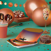 Cowboy rijden op een paard papier Borden Papieren Bordje