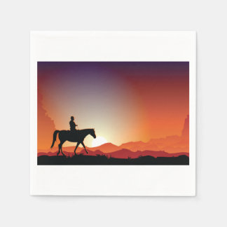 Cowboy rijden op een paard papier servetten