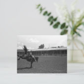 Cowboy-rijdend paard in rodeo (B&W) Briefkaart (Staand voorkant)