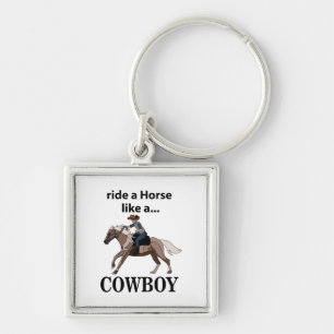 Cowboy Rijdt Een Paard Als Een Cowboy Sleutelhanger