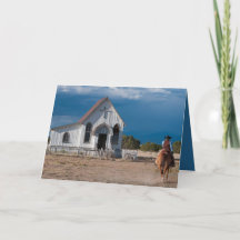 Cowboy rijdt naar kerst Kaart