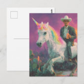 Cowboy rijdt op eenhoorn in de woestijn briefkaart (Voorkant / Achterkant)