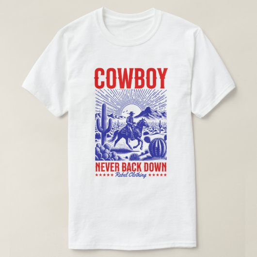 Cowboy rijdt paard T-shirt (Design voorkant)