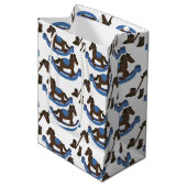 Cowboy Rocking Horse Baby Blue Medium Cadeauzakje (Voorkant Gekanteld)