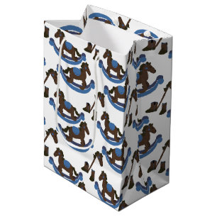 Cowboy Rocking Horse Baby Blue Medium Cadeauzakje