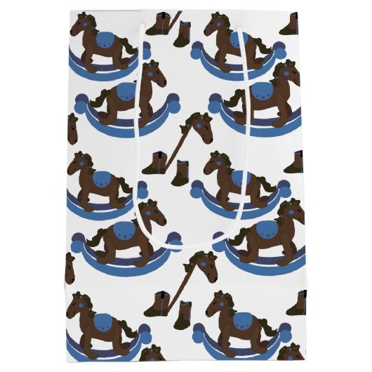 Cowboy Rocking Horse Baby Blue Medium Cadeauzakje (Achterkant)