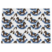 Cowboy Rocking Horse Blue Baby Groot Cadeauzakje (Voorkant)