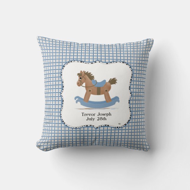 Cowboy Rocking Horse Pillow, gepersonaliseerd Kussen (Voorkant)
