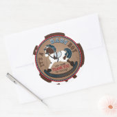 Cowboy Rocking Horse Western Baby shower Ronde Sticker (Envelop)