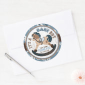 Cowboy Rocking Horse Western Baby shower Ronde Sticker (Envelop)