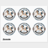 Cowboy Rocking Horse Western Baby shower Ronde Sticker (Vel)