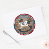 Cowboy Rocking Horse Western Baby shower Ronde Sticker (Envelop)