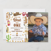 Cowboy Rodeo 1e Verjaardag Foto Kaart (Voorkant)