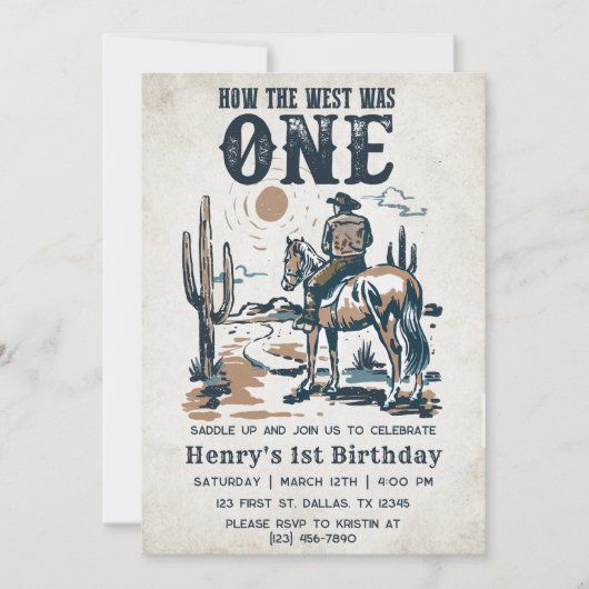 Cowboy Rodeo 1e verjaardag Hoe het Westen Eén Was Kaart (Voorkant)