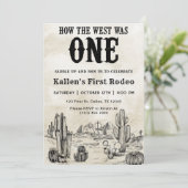 Cowboy Rodeo 1e verjaardag Hoe het Westen was One Kaart (Staand voorkant)
