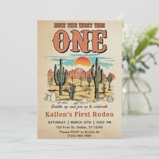 Cowboy Rodeo 1e verjaardag Hoe het Westen was One  Kaart (Staand voorkant)