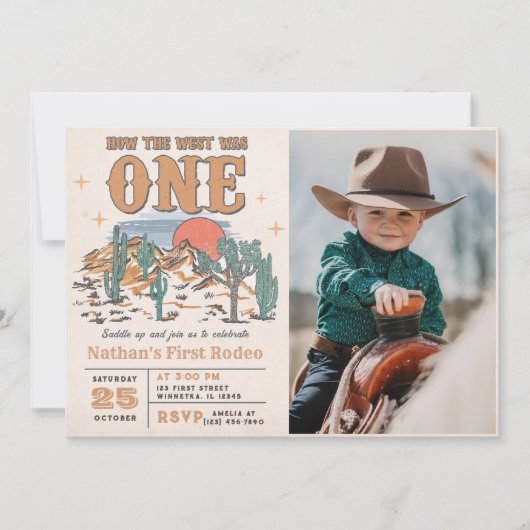 Cowboy Rodeo 1e verjaardagsfeestje foto Kaart (Voorkant)
