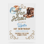 Cowboy Rodeo 1st Birthday Welcome Acryl Bord (Voorkant)