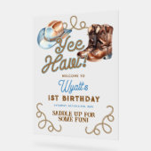 Cowboy Rodeo 1st Birthday Welcome Acryl Bord (Hoek)