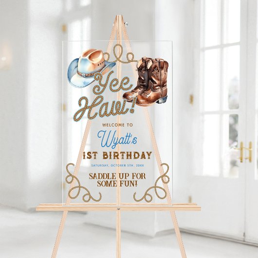 Cowboy Rodeo 1st Birthday Welcome Acryl Bord