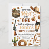 Cowboy Rodeo 1st Hoe het Westen was een verjaardag Kaart (Voorkant)