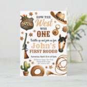 Cowboy Rodeo 1st Hoe het Westen was een verjaardag Kaart (Staand voorkant)