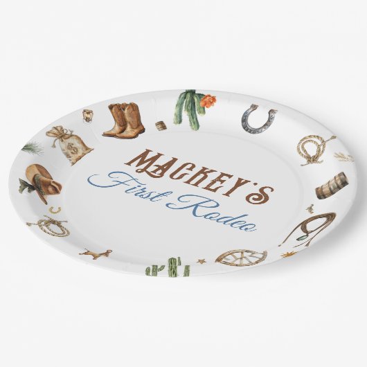 Cowboy Rodeo Adventure Wild West eerste verjaardag Papieren Bordje (Gekanteld)