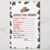 Cowboy Rodeo Advies Baby Shower Spel Activiteit Briefpapier (Voorkant)