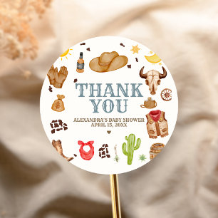 Cowboy Rodeo Baby Shower in het Wilde Westen Ronde Sticker