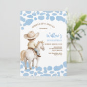 Cowboy Rodeo Blue Birthday Kaart (Staand voorkant)