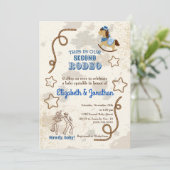 Cowboy Rodeo Blue Howdy Baby shower Sprinkle Kaart (Staand voorkant)