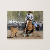 Cowboy Rodeo Calf Roping Westerne sport Legpuzzel (Horizontaal)