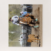 Cowboy Rodeo Calf Roping Westerne sport Legpuzzel (Verticaal)