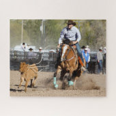 Cowboy Rodeo Calf Roping Westerne sport Legpuzzel (Horizontaal)