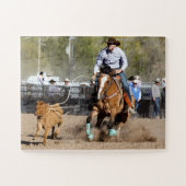 Cowboy Rodeo Calf Roping Westerne sport Legpuzzel (Horizontaal)