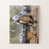 Cowboy Rodeo Calf Roping Westerne sport Legpuzzel (Verticaal)