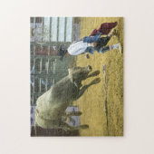 Cowboy Rodeo Clown Bull Distracting Westerne Sport Legpuzzel (Verticaal)