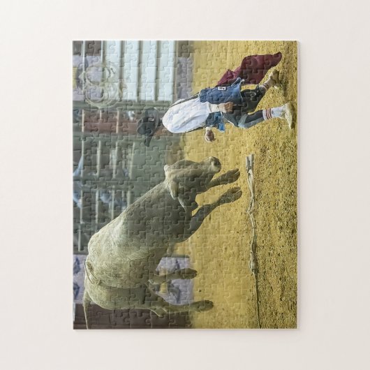 Cowboy Rodeo Clown Bull Distracting Westerne Sport Legpuzzel (Verticaal)