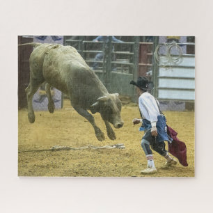 Cowboy Rodeo Clown Stier Afleidend Western Sport Legpuzzel